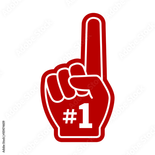 Number 1 (one) fan hand glove with finger raised flat vector icon