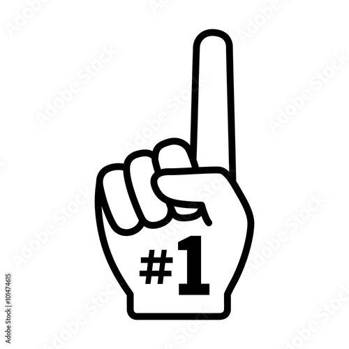 Number 1 (one) fan hand with finger raised flat vector icon