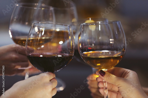 Glasses of wine on a cheerful holiday