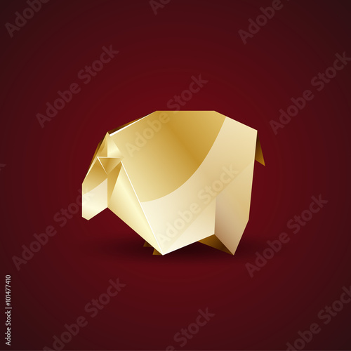 vector golden origami sheep