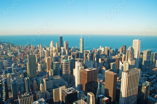 Chicago  Illinois  skyline visto dalle vetrate dello Skydeck  la balconata al piano 103 della Willis Tower  22 settembre 2014 