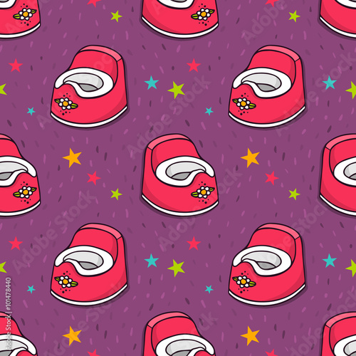 Vector seamless pattern with baby potty