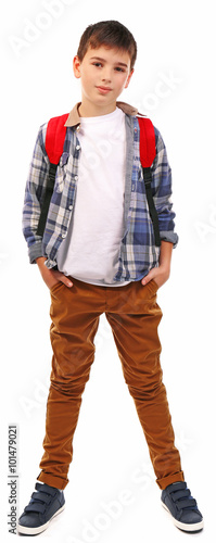 Cute little boy with red ba...