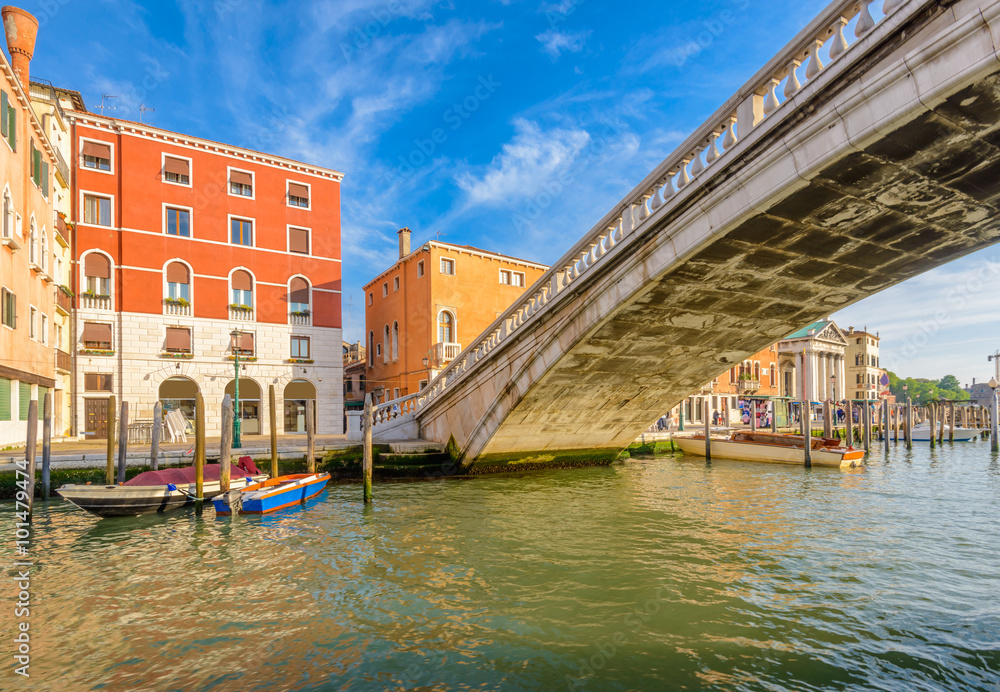 Lovely bridge on the canal of Venice.