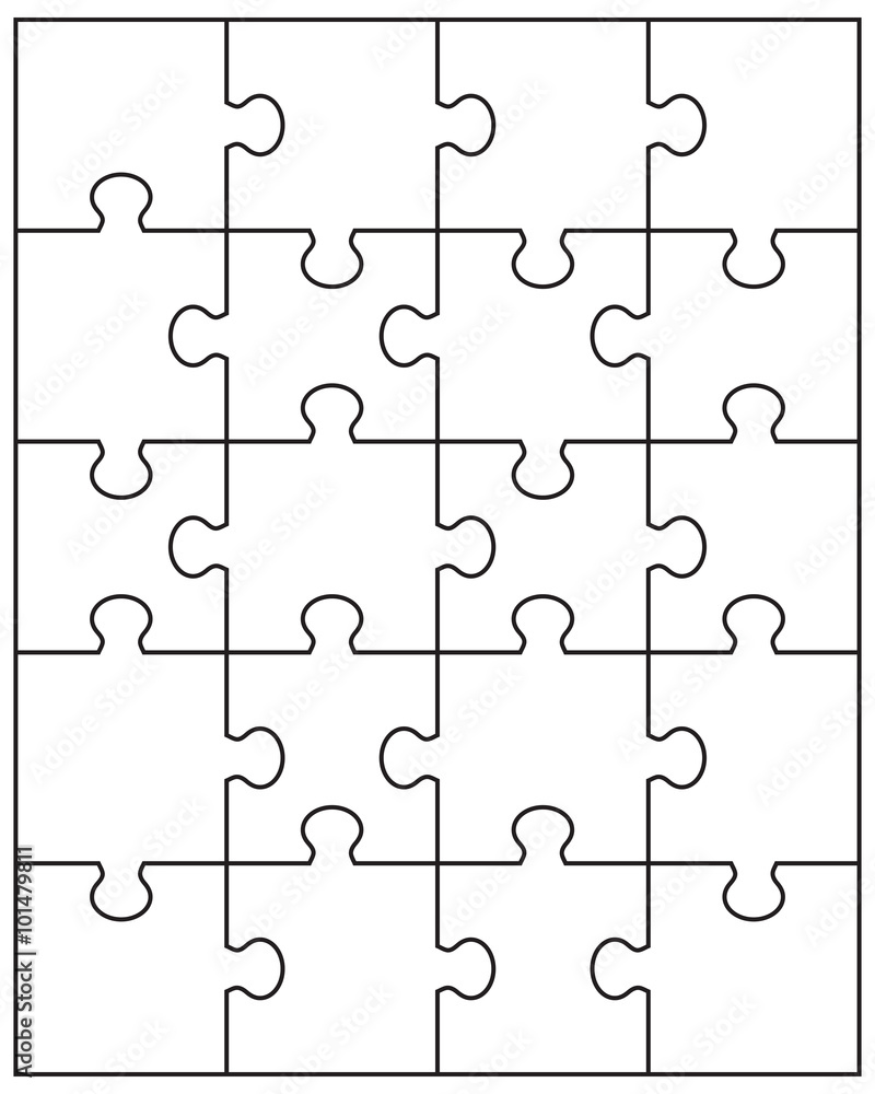 Vector illustration of white puzzle, separate parts Vector illustration of white puzzle, separate parts