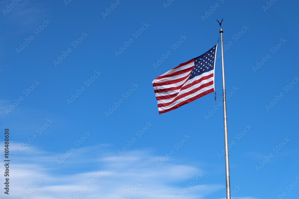 American flag blowing the wind