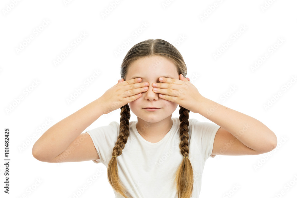 the girl covered eyes the girl covered eyes