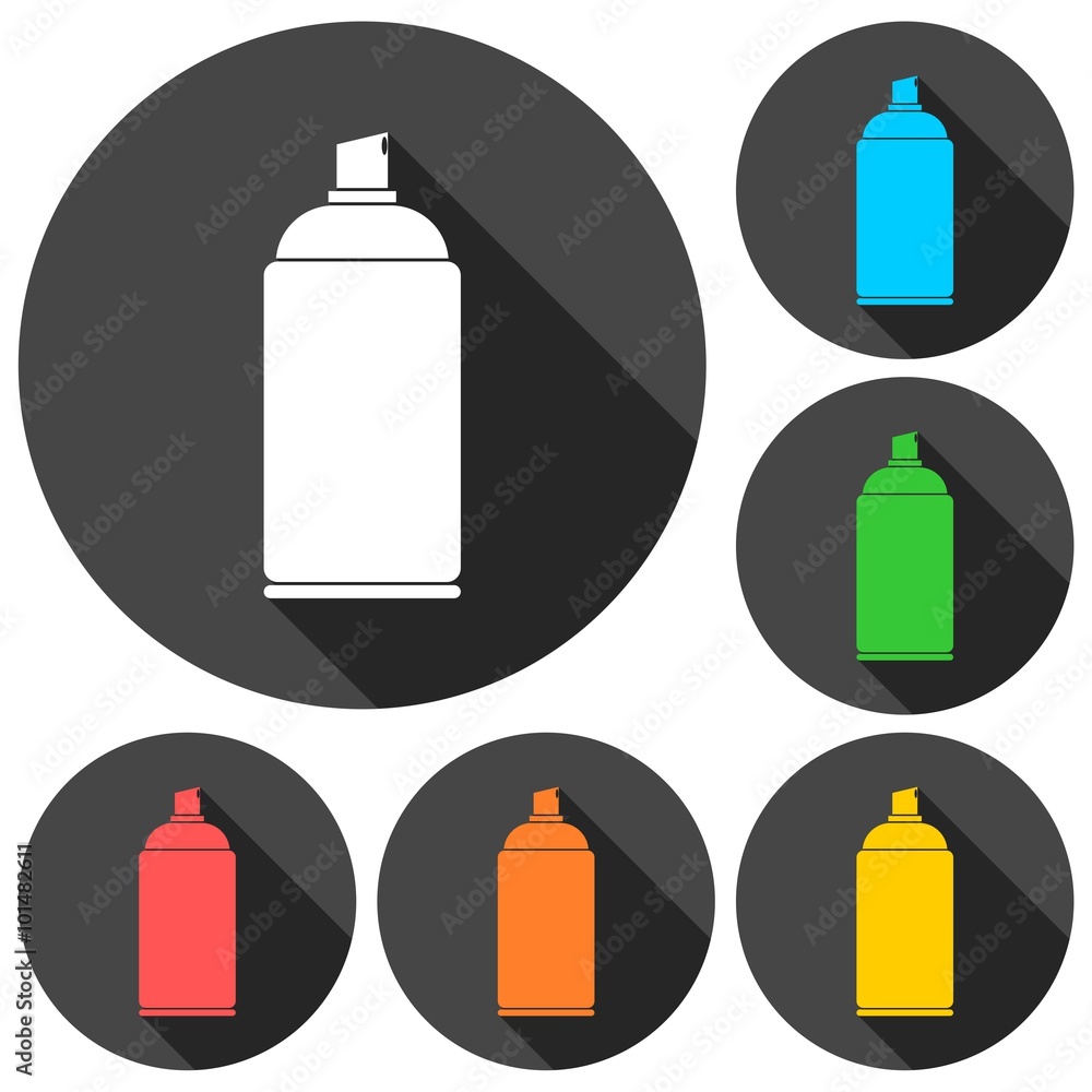 Spray icons set with long shadow Spray icons set with long shadow