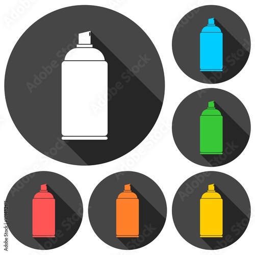 Spray icons set with long shadow