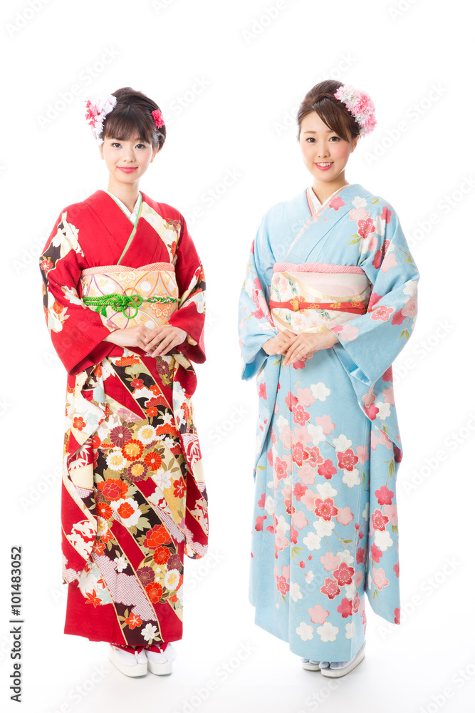portrait of young asian women wearing kimono isolated on white background portrait of young asian women wearing kimono isolated on white background