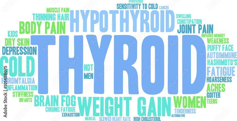 Thyroid Word Cloud on a white background. Thyroid Word Cloud on a white background.