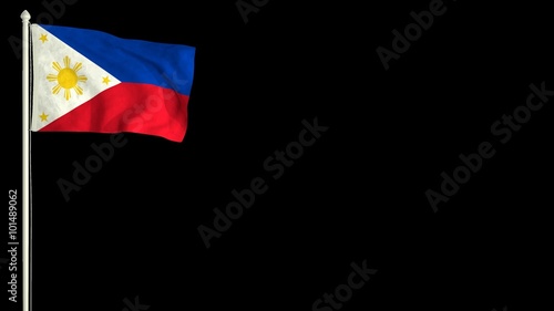 Philippine flag waving in the wind with PNG alpha channel for easy project implementation. photo