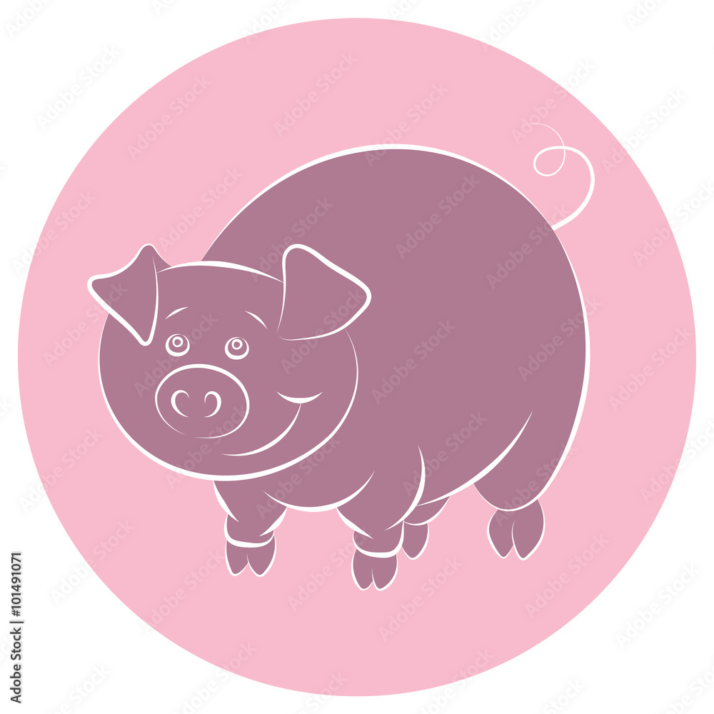 Illstration of the cheerful and smiling pink pig Illstration of the cheerful and smiling pink pig