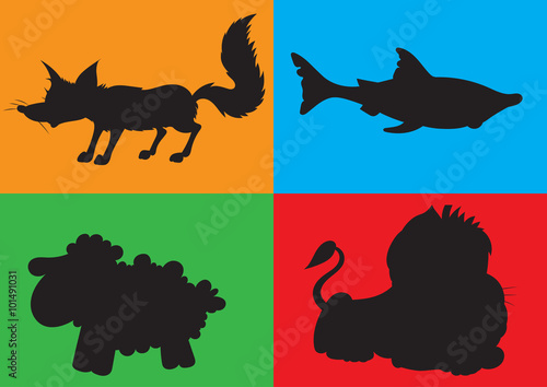 illustration of animation silhouette of animals