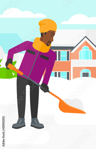 Man shoveling and removing snow. © Visual Generation