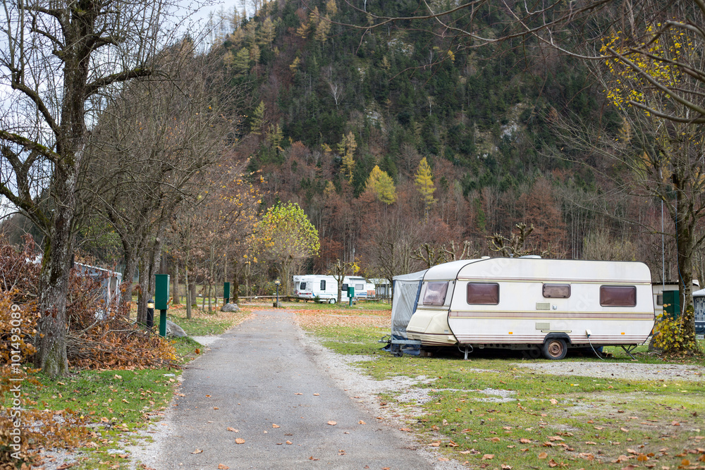 VIENNA ,AUSTRIA - Caravan and camping area for camper van VIENNA ,AUSTRIA - Caravan and camping area for camper van