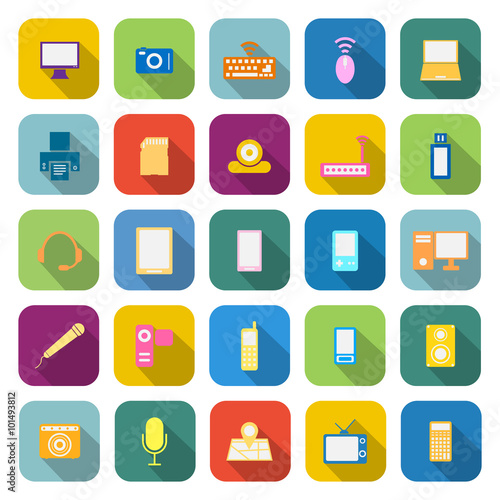 Gadget color icons with long shadow