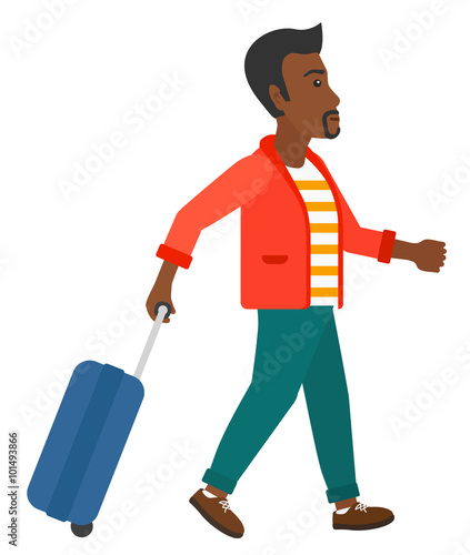 Man walking with suitcase.