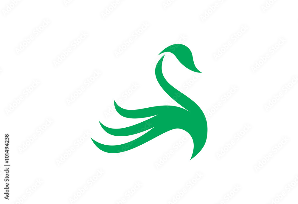 Fototapeta premium green stylized swan logo