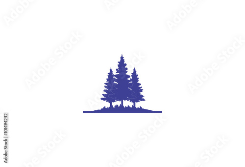 blue pine forest silhouette logo