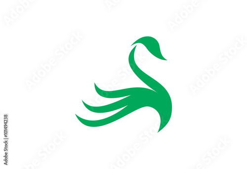 Fototapeta Naklejka Na Ścianę i Meble -  green stylized swan logo