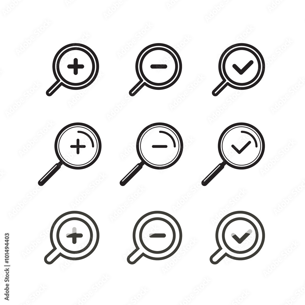 Different zoom icons set. Design elements Different zoom icons set. Design elements