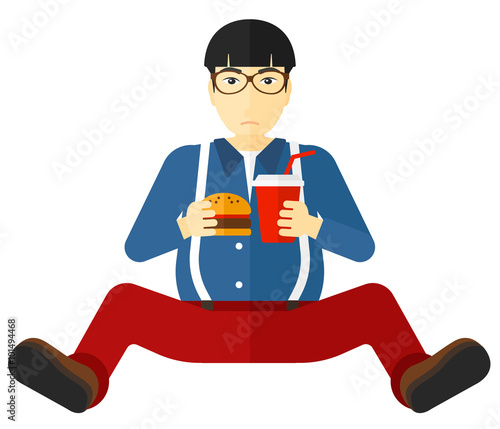 Man eating hamburger. 