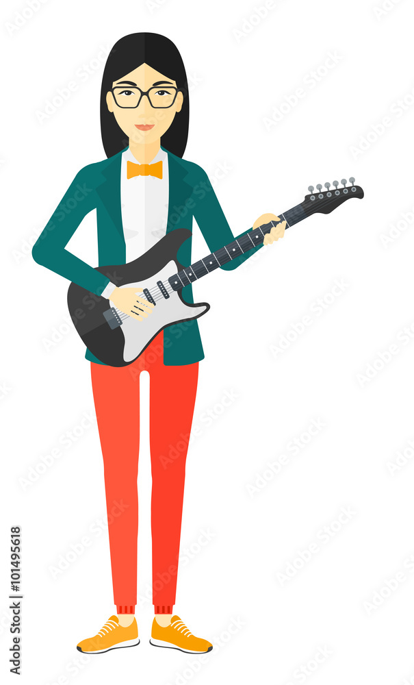 Musician playing electric guitar. Musician playing electric guitar.