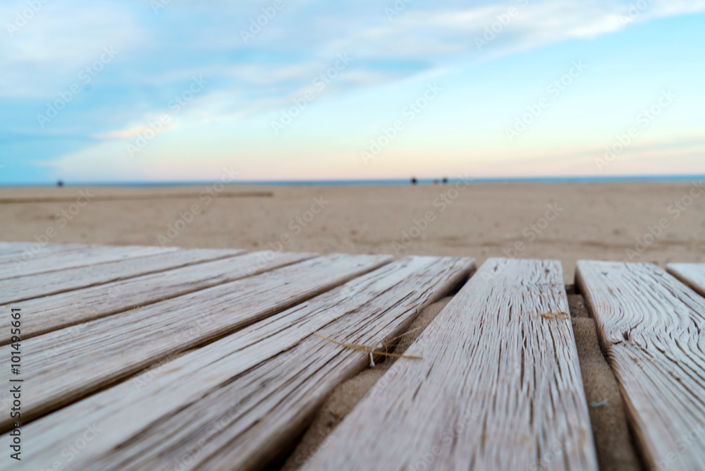 wooden or flooring on the beach