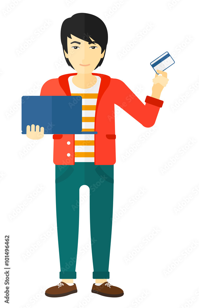 Man making purchases online. Man making purchases online.