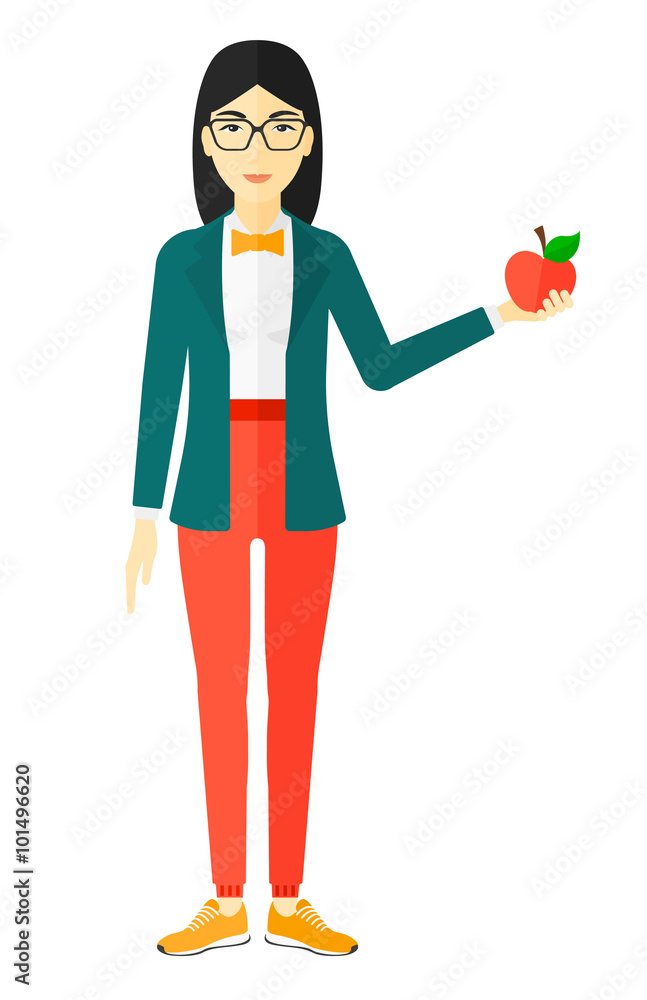 Woman holding apple. Woman holding apple.