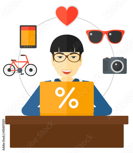 Customer with laptop.