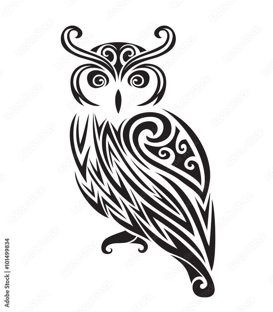 Decorative ornamental owl silhouette. Decorative ornamental owl silhouette.