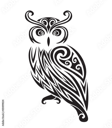 Decorative ornamental owl silhouette.