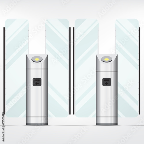 Entrance of railway station. Vector illustration.