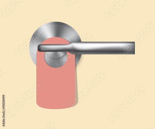 Vector hotel handles with hanging signs.