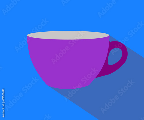 Coffee cup flat icon on blue background vector illustration