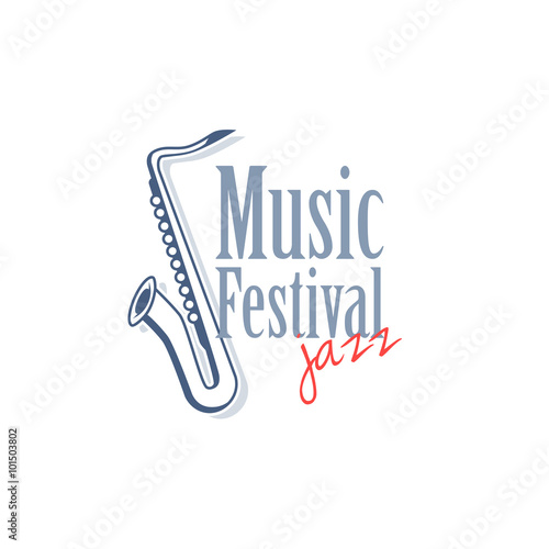 Emblem with saxophone for jazz music festival.