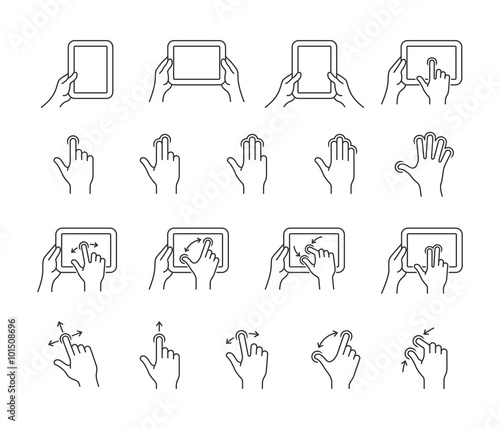 tablet gesture icons