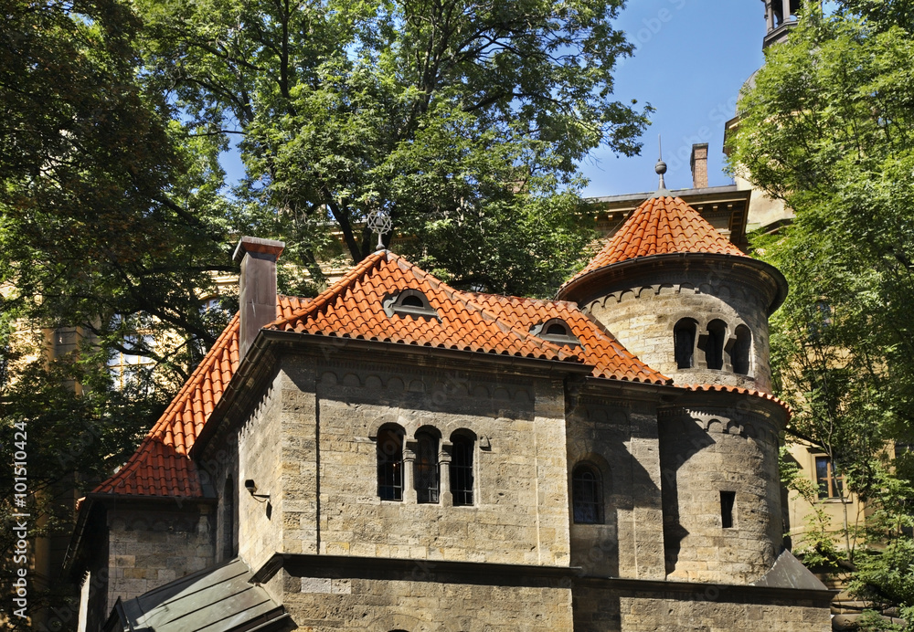 Pinkas Synagogue - hall of ceremonies in Josefov. Prague. Czech Republic