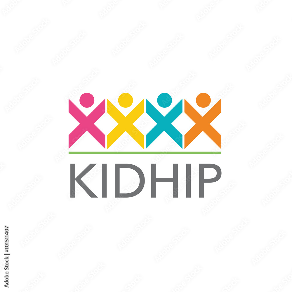 Kid Fun Happy Line Vector Logo Kid Fun Happy Line Vector Logo
