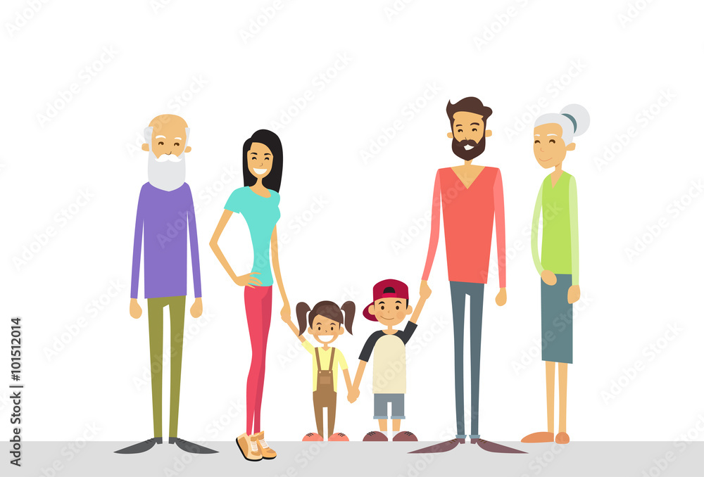 Big Family Kids Parents Grandparents Generation