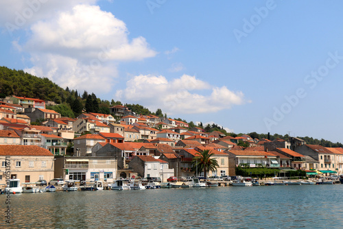 Family houses in small town Vela Luka, on Korcula island, in Croatia.
