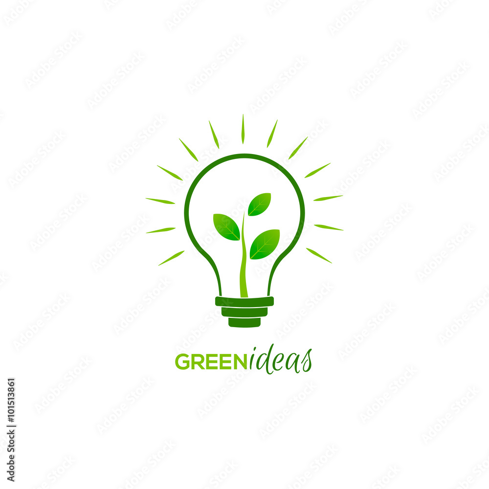 Bulb light with young shoots inside Bulb light with young shoots inside