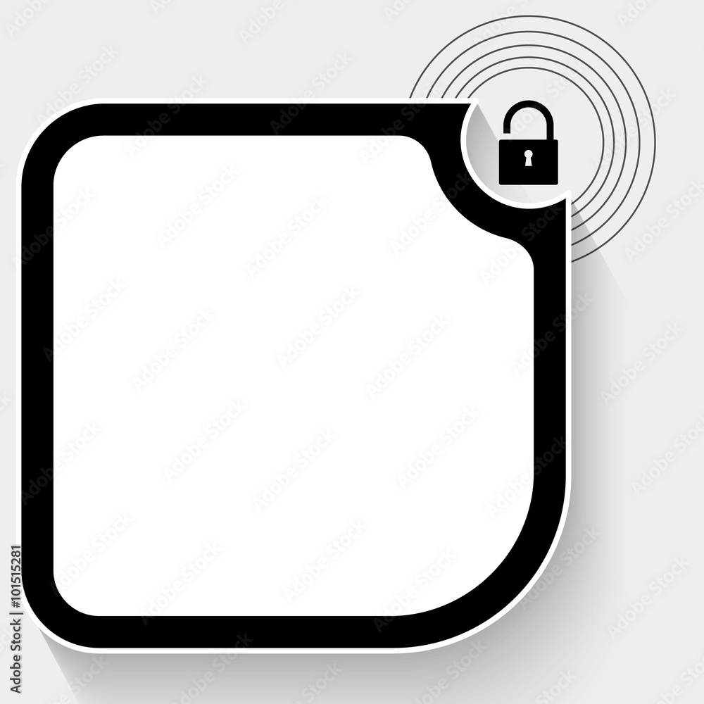 Black text box for your text and padlock Black text box for your text and padlock