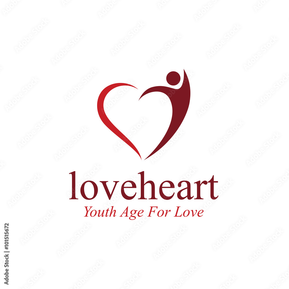 Abstract Colorful People and Heart Shape Icon Logo