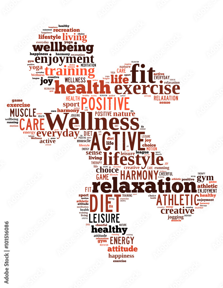Wellness exercise, word cloud concept 6 Stock Illustration