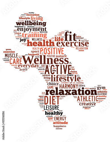 Wellness exercise, word cloud concept 6 Stock Illustration