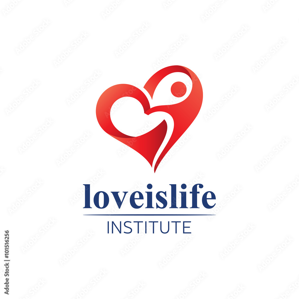 Abstract Colorful People and Heart Shape Icon Logo Abstract Colorful People and Heart Shape Icon Logo