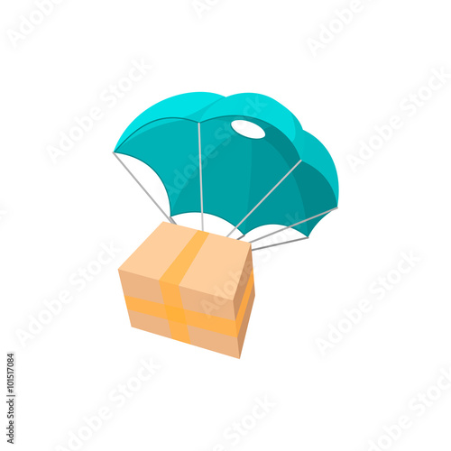  Package with parachute cartoon icon